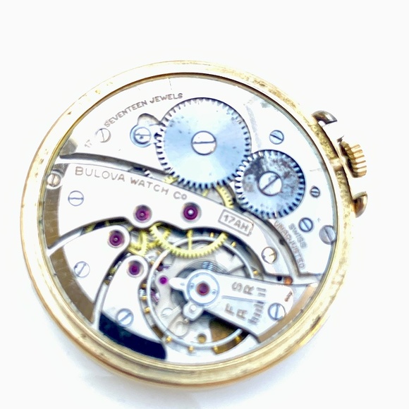 1920 10k gold Bulova Pocket Watch  Gold and Rose  Face - Picture 4 of 6